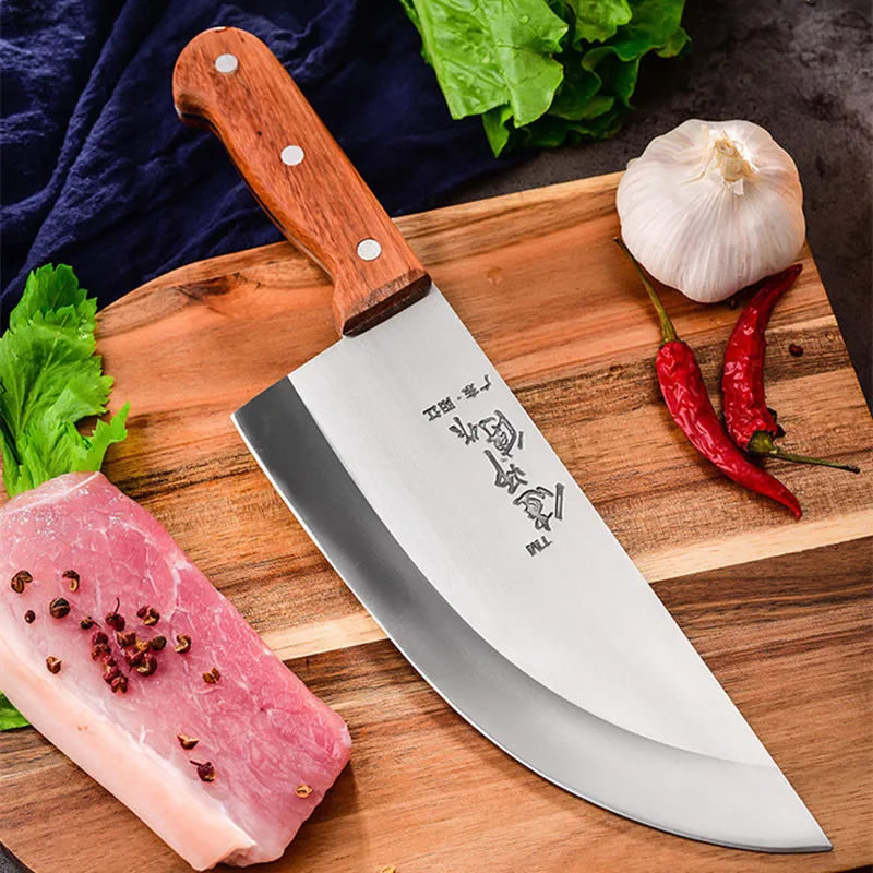 High Quality Stainless Steel Slaughter House Butcher Knife Supermarket Kill Pork Sheep Knives Chef Cutter Barbecue Split Knife