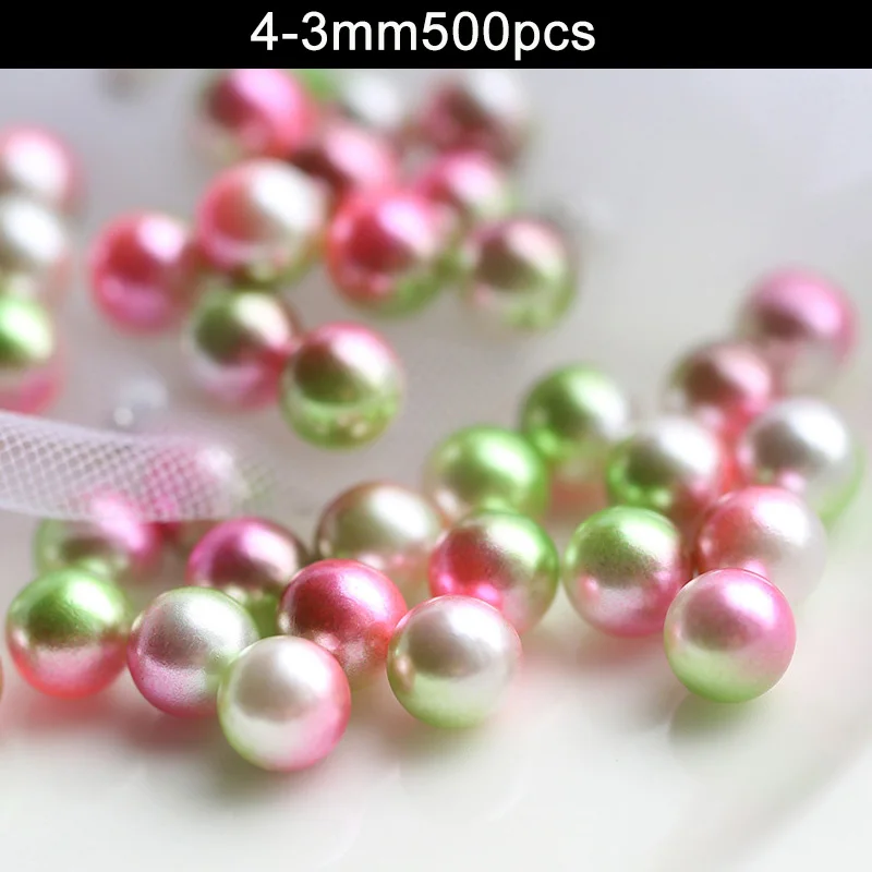 4-3mm 500pcs Разноцветные Круглые бусины из искусственного жемчуга без отверстий для рукоделия для женщин WXV распродажа - Цвет: 4-3mm 500pcs