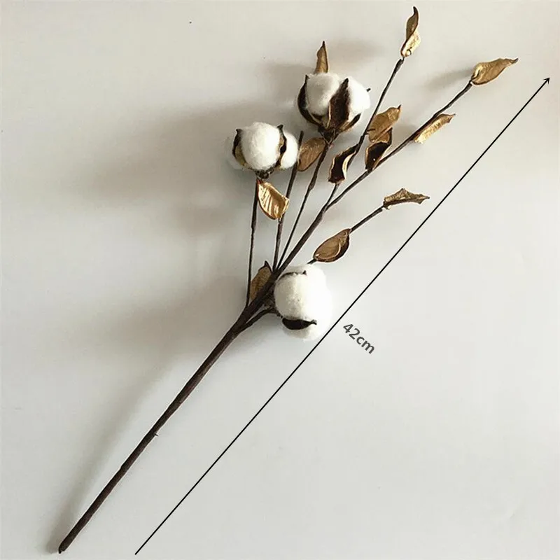 Flone Сушеный Цветок хлопок ветка букет длинная Моделирование Хлопок дерево для
