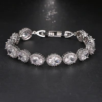 new clear crystal cz bracelets for women white gold color shinny stone wholesale price bracelet for party show b 005