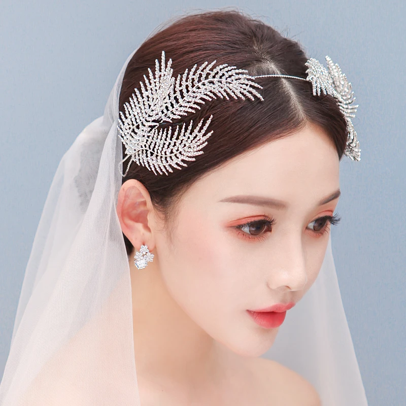 HIMSTORY Роскошный прозрачный кристалл Мягкая цепочка головной убор Свадебные