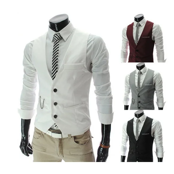 Винтажный Мужской костюм жилет Новое поступление приталенный модный