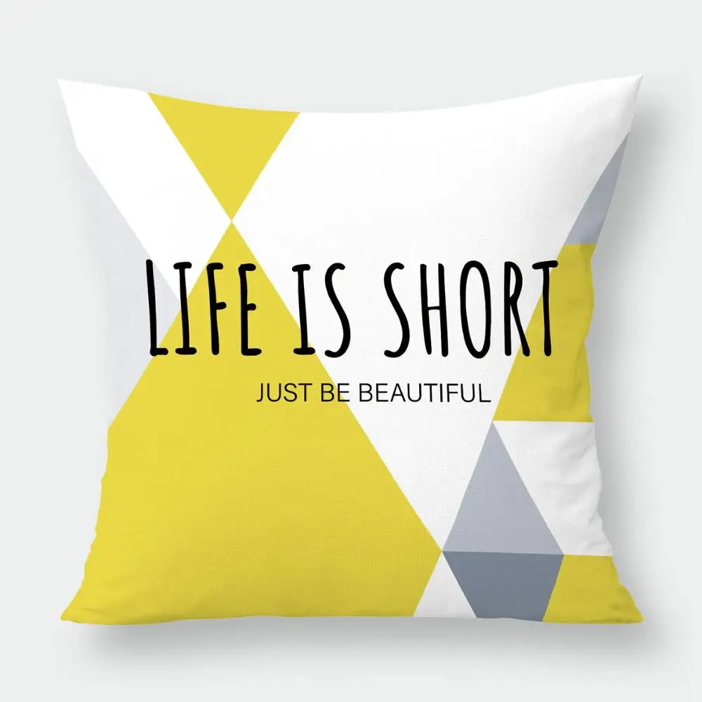 Yellow Grey Geometric Cushion Cover Velvet Pillow Deer Zebra Hello Case For Bedroom Sofa Decoration 45x45cm | Дом и сад