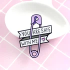 Металлическая Булавка You are safe me purple брошь с иконкой, детская Подарочная булавка, аксессуар для любителей, значок 