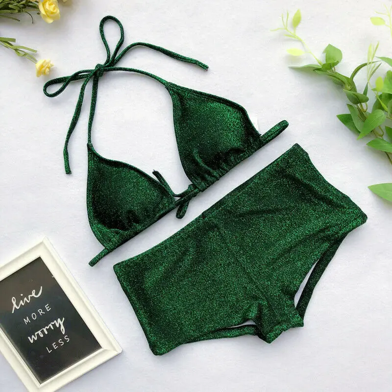 Женский комплект бикини с высокой талией купальный костюм пляжная одежда