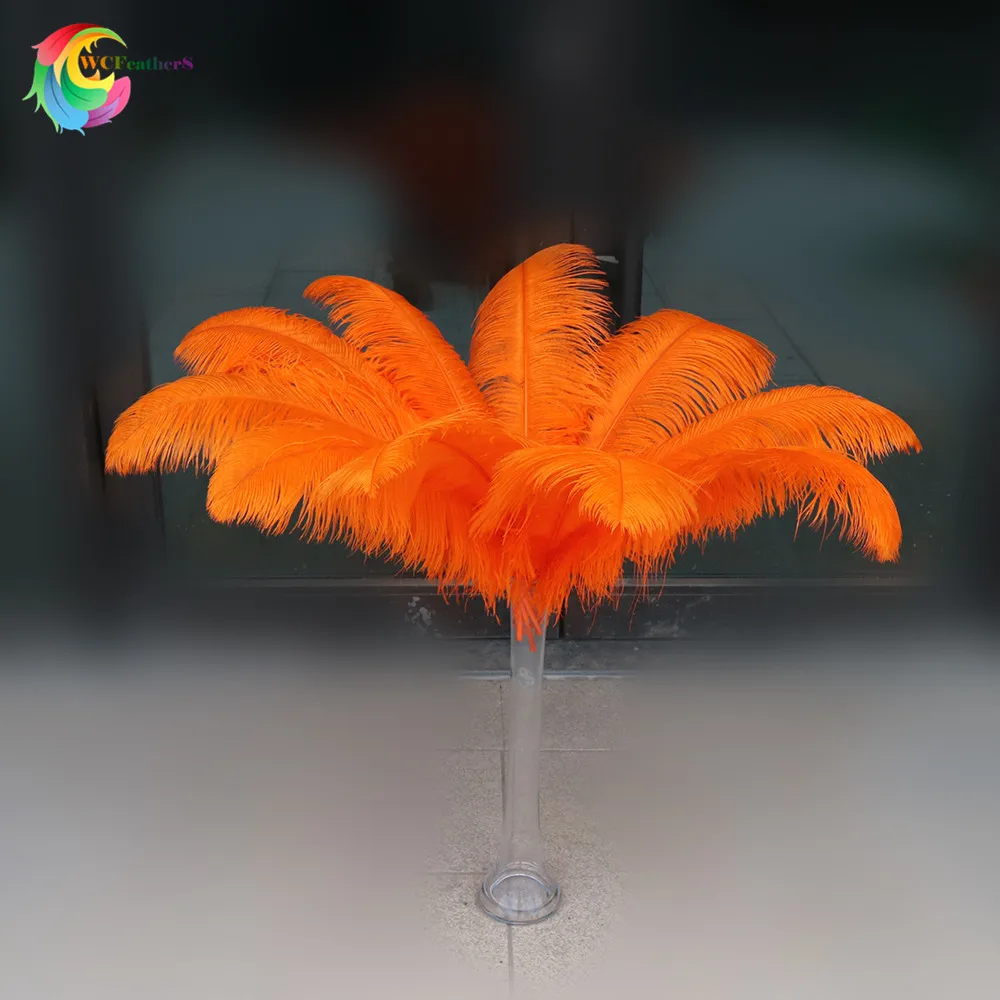 orange 10 шт./лот, высокое качество, цветные страусиные перья, 60-65 см/24-26 дюймов, свадебные, вечерние, карнавальные украшения - Цвет: orange