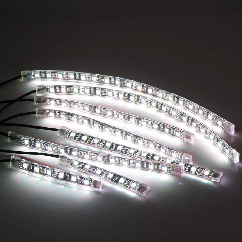 8 шт., украшение для мотоцикла, 5050 SMD лента, гибкий RGB мигающий светильник светодиодный с пультом дистанционного управления для мотоцикла, декоративный светильник