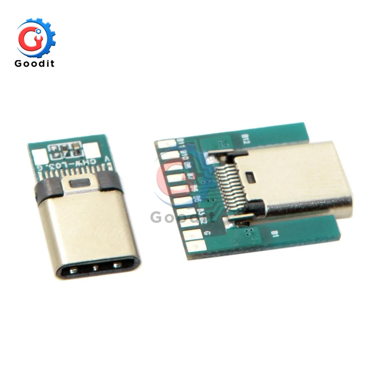 Разъем USB 3,1 типа C, 24 контакта, гнездо для мужчин и женщин, адаптер розеток для припоя провода и кабеля, 24 P, модуль поддержки печатной платы