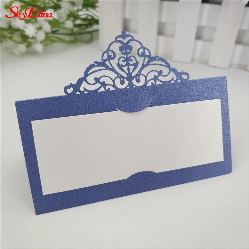 royal blue 50 шт. Свадебные и свадебные открытки с лазерной резкой для жениха и невесты свадебные именные открытки Гостевая карточка с именем и местом украшение свадебного стола настольные карты 6Z - Цвет: royal blue