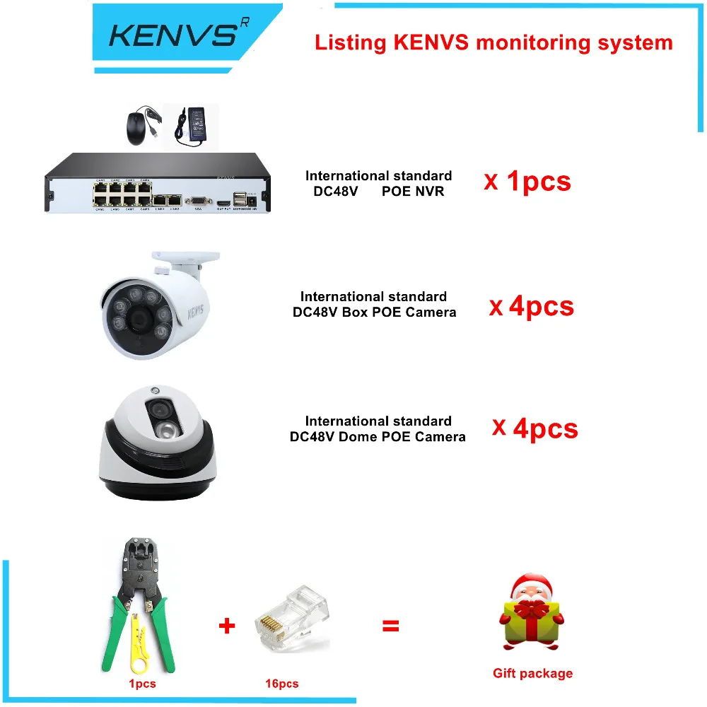 8-КАНАЛЬНЫЙ 1080 P POE NVR Системы ВИДЕОНАБЛЮДЕНИЯ 4 шт. Открытый Пуля