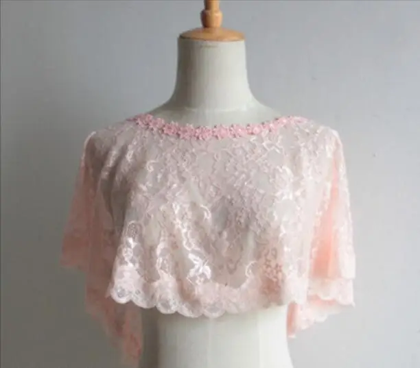 PINK Современная Женская кружевная шаль, болеро, женская верхняя одежда, жакет, вечернее платье, накидка, пальто, платье невесты, шаль, кружевные аксессуары, болеро, накидки - Цвет: PINK