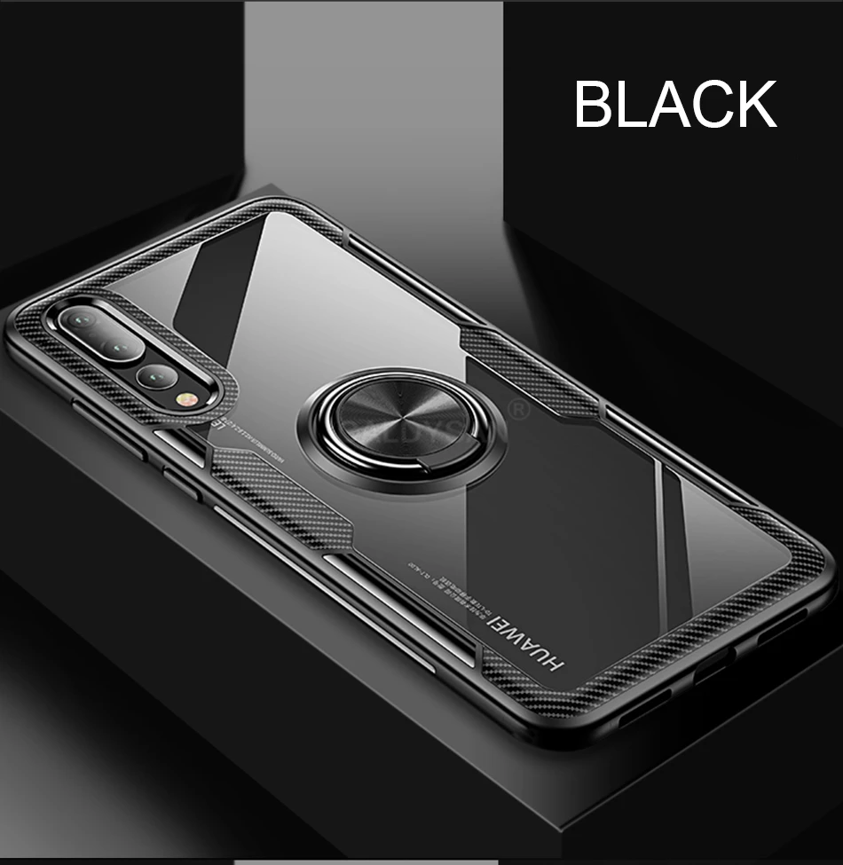 Роскошный противоударный мягкий чехол для телефона с кольцом для huawei P20 Pro P20 силиконовый чехол для huawei P20 Lite прозрачный чехол
