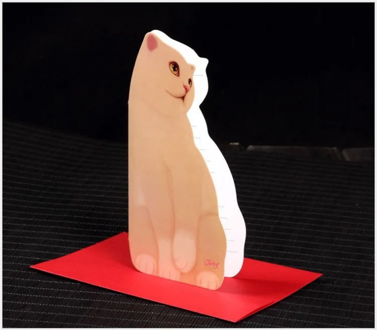 Бесплатная доставка 50 шт. детская поздравительная открытка 3D кот день рождения