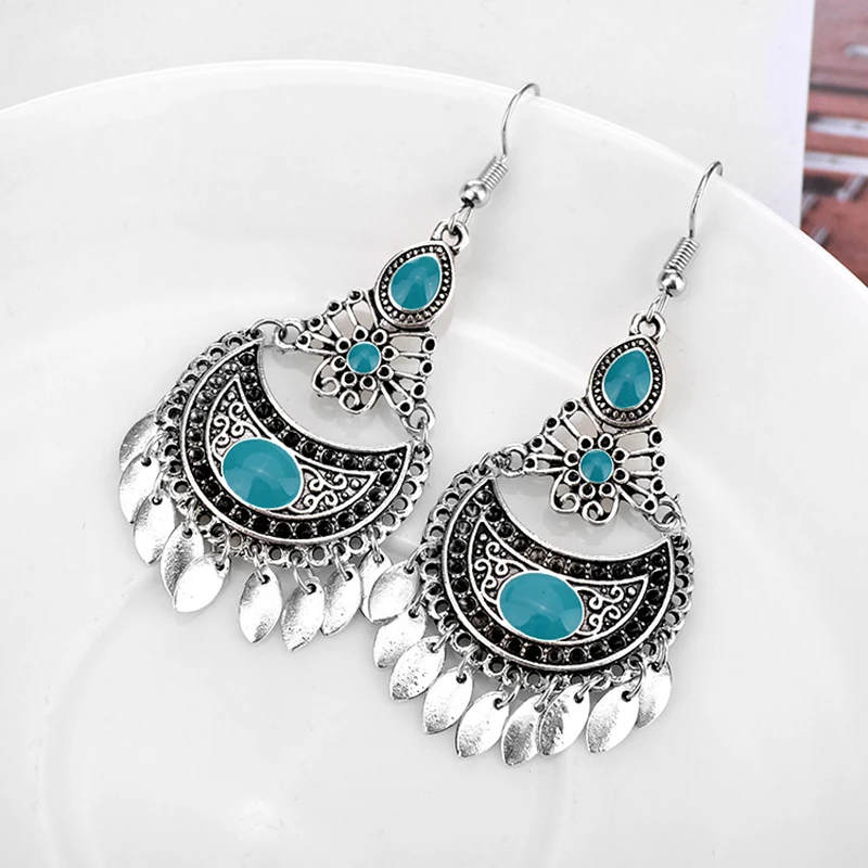 Risyh Bohemian Drop Tassel Earrings National Palace Wind Classical Carved | Украшения и аксессуары
