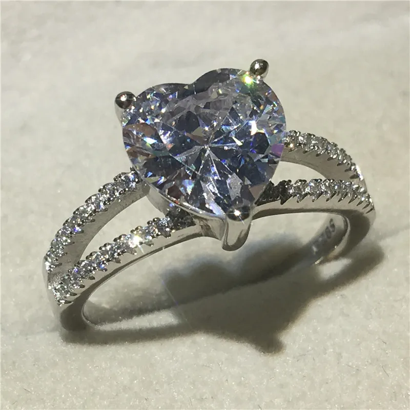 Королева сердца кольца 925 стерлингового серебра роскошный 3ct Сона cz обручальное