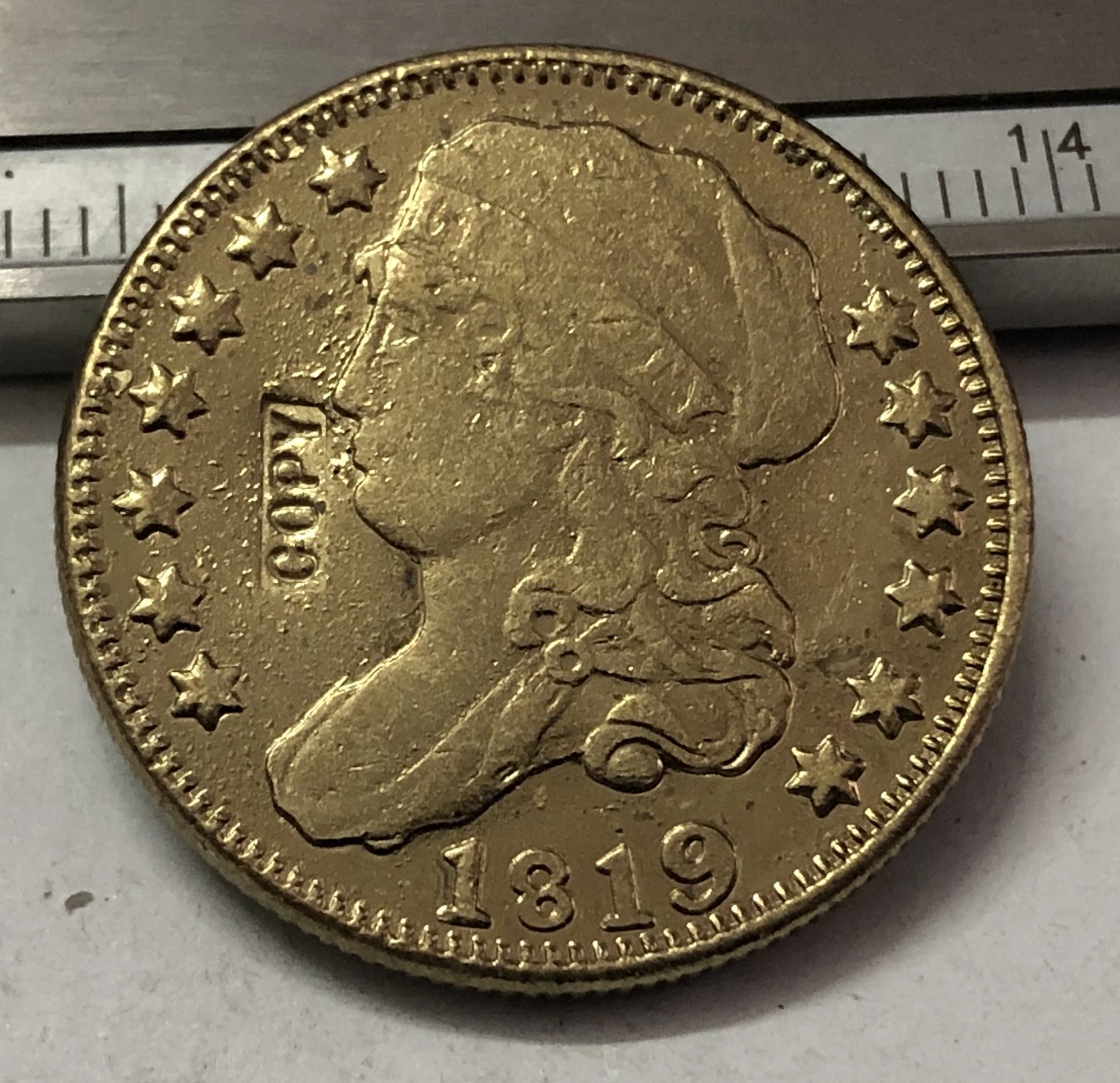

1819 закрытый бюст в США $5 позолоченный доллар точная копия