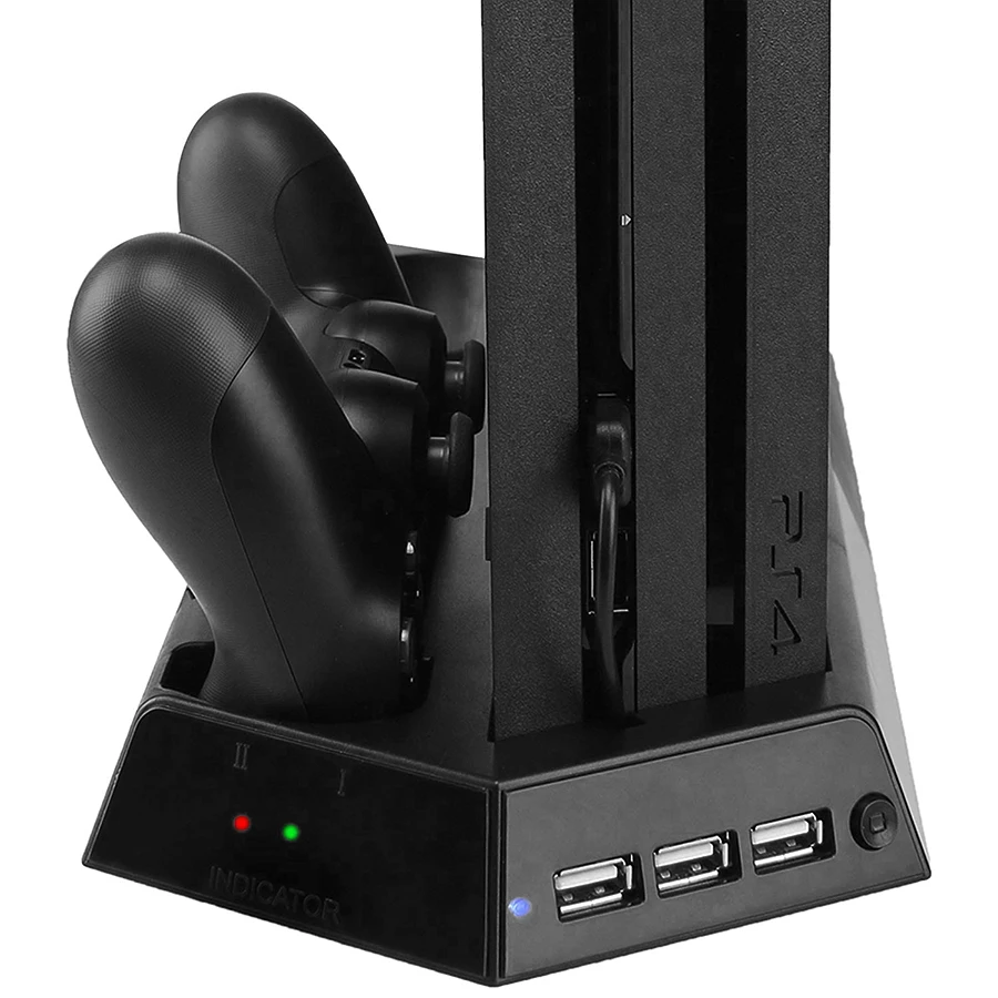 PS4 Pro аксессуары светодиодный вертикальный стенд вентилятор охлаждения Вентилятор Cooler контроллер Chaeger зарядная док-станция для sony Игровые приставки 4 игры