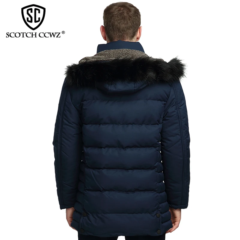 СКОТЧ CCWZ Марка Длинные Мода Толстые Зимняя Куртка Мужчины Парки Бизнес Теплые