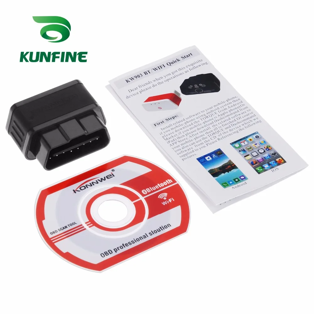 Автомобильный сканер KW903 Bluetooth 3 0 OBD2 считыватель кодов стирание ошибок OBD 2 ELM 327 ELM327