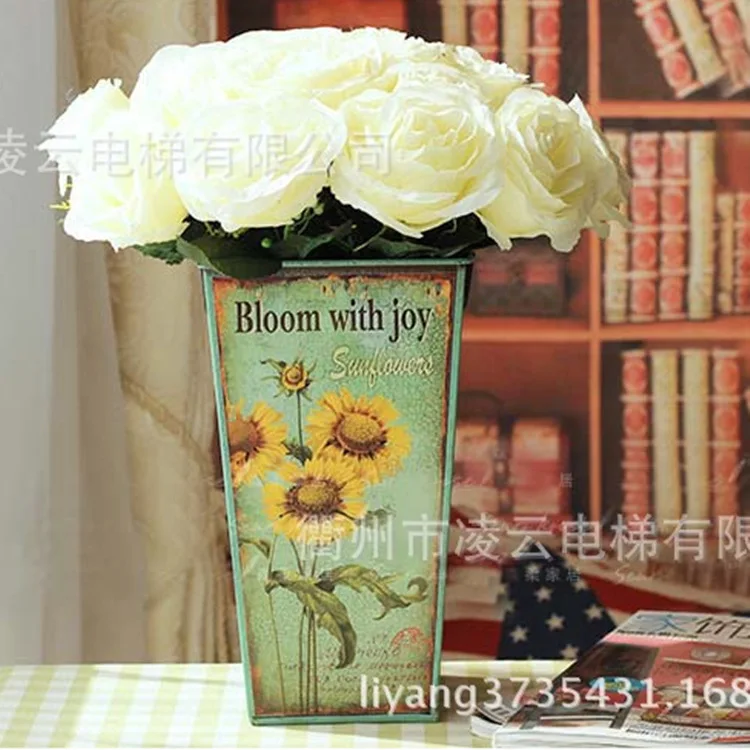 

Tin spendthrift American country flowers into floral simulation flower flower barrels Home Decoration Creative Decoration