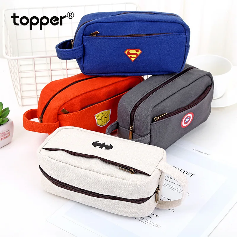 Супергерой Холст Карандаш Чехол творческая большая емкость сторона открытая