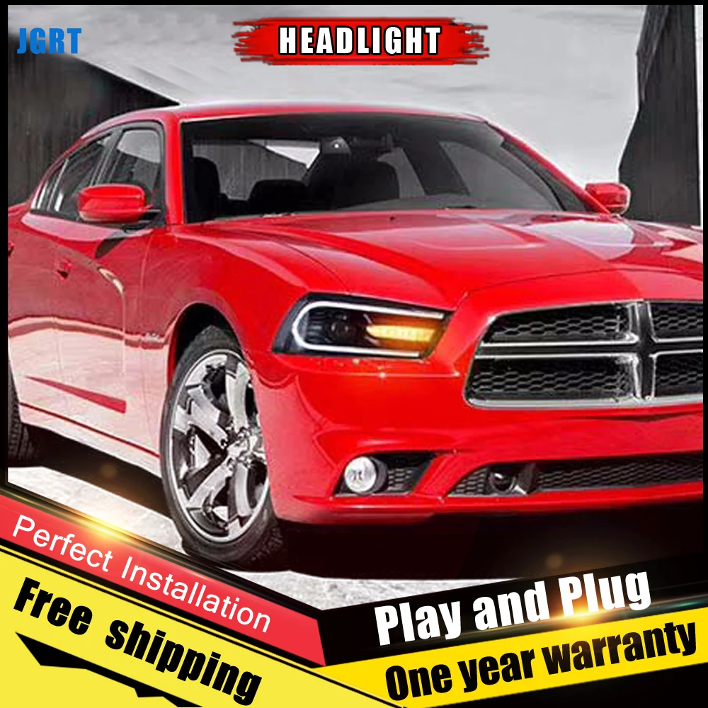 

2PCS Car Style LED headlights for Dodge charger 2011-2014 head lamp LED DRL Lens Double Beam H7 HID Xenon bi xenon lens