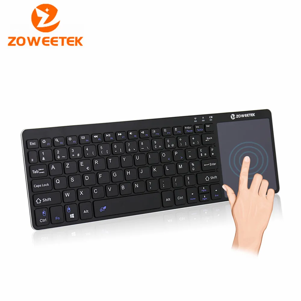 Zoweetek K12-1 2,4G мини беспроводная Французская клавиатура с тачпадом игровая клавиатура Air mouse для мини ПК Smart Android tv Box