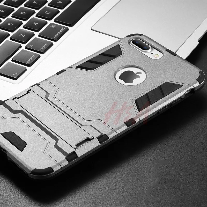 Чехол H& A для iPhone 8, 7, 6, 6S Plus, гибридный, противоударный, 3D, крутой, армированный, прочный, твердый чехол для iPhone X, 5 S, 5S, SE, чехол-подставка - Цвет: Серый