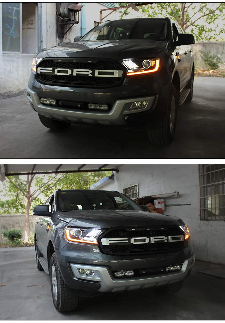 D-YL автомобильный Стайлинг для Ford фара дальнего света- Ford Everest светодиодный головной фонарь Hid вариант Angel Eye биксеноновые фары аксессуары
