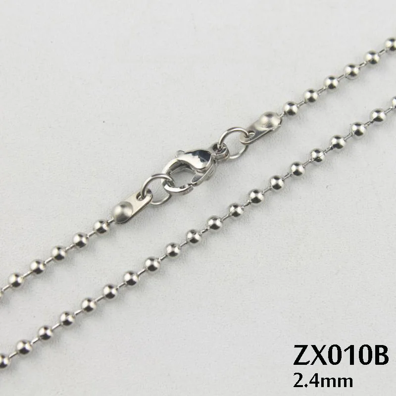 

16"-38" length use lobster clasp 2.4mm ball chain stainless steel necklace beads chains fashion jewelry parts 20pcs ZX010B