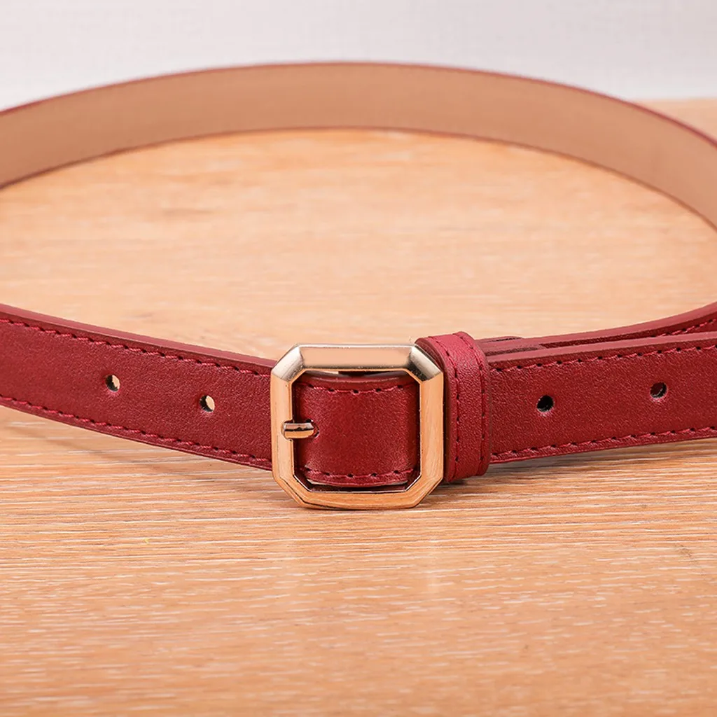 Женский ремень SAGACE квадратный тонкий из искусственной кожи с пряжкой|Мужские