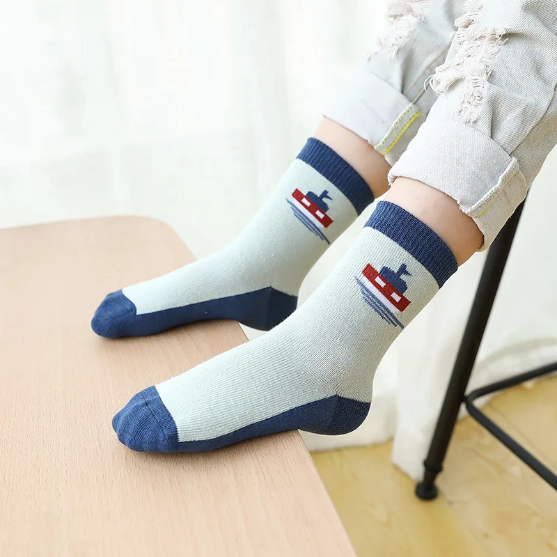 Детские осенне-зимние новые детские носки хлопковые с рисунком парусника для