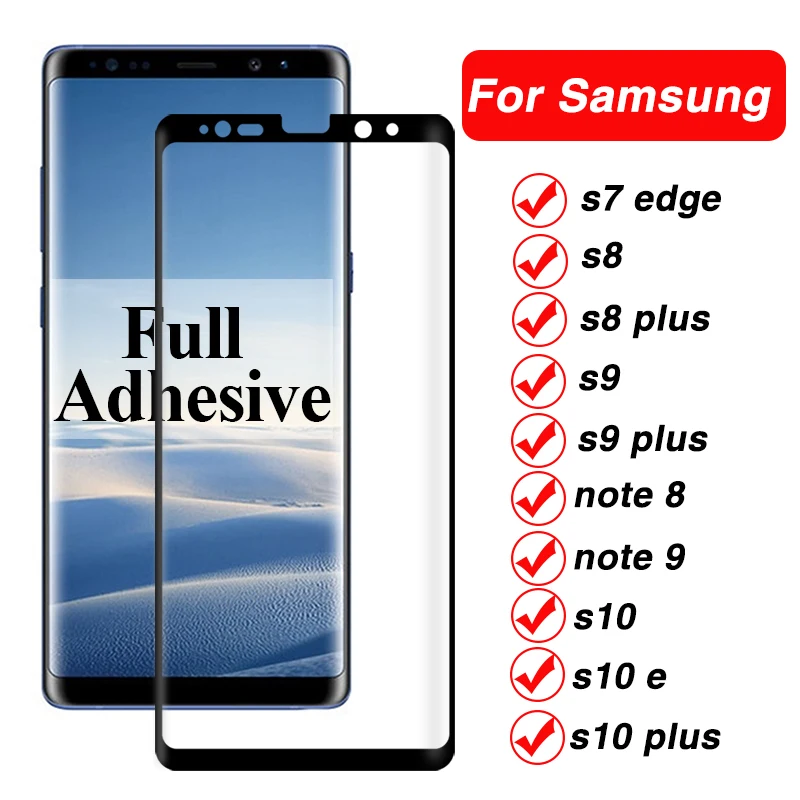 3d полный клей для samsung s8 s9 s10 plus glaxay s10e s7 edge note 8 9 s10plus s 10 защитная пленка закаленное