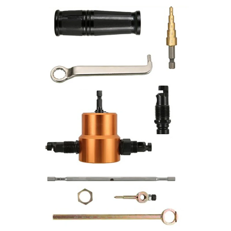 Double-Headed Sheet Metal Punch Drill Attachment Cutter With Extra And Die 1 Cut-Hole Fitting Step F | Инструменты