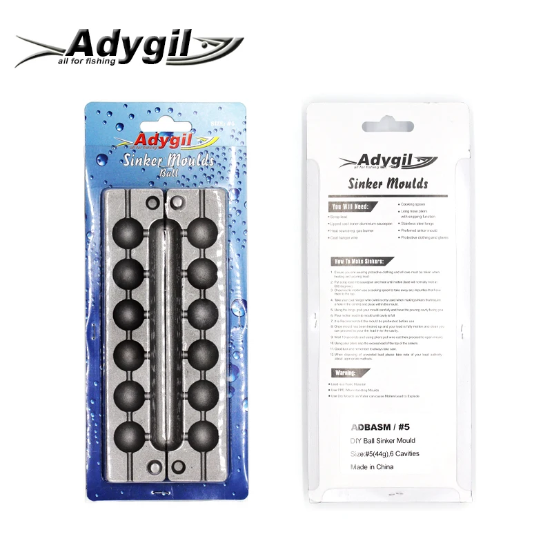 Adygil DIY рыболовный шар грузила прессформы ADBASM/#5 шарик грузило 44g 6