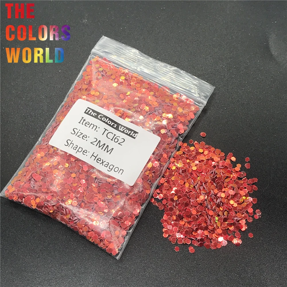 TCI62 Радужный перламутровый красный цвет с золотым светом в форме шестиугольника