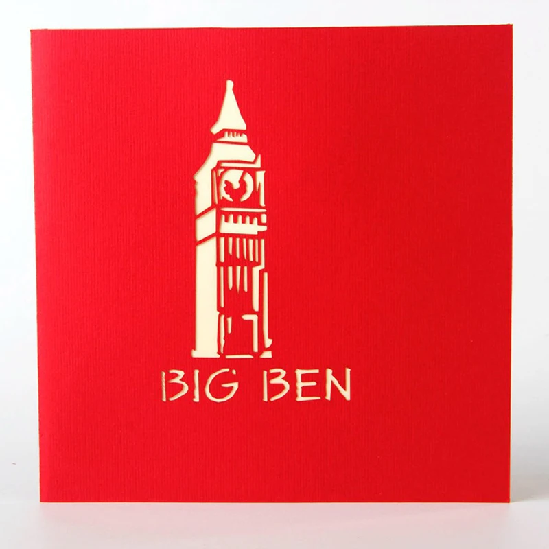 (4 шт./лот) 3D знаменитая модель здания Big Ben ОТКРЫТКА Оригами бумажная всплывающая