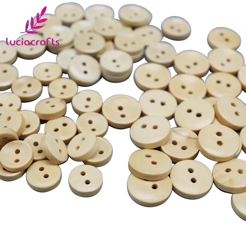 Lucia crafts 24 шт 12/13/15 мм натуральные Круглые Деревянные Кнопки DIY Швейные аксессуары