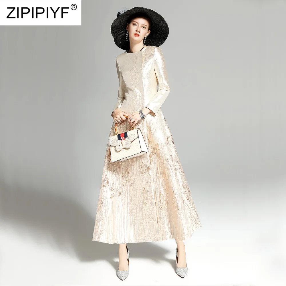 

Noble Fashion Vintage Trench Embroidery Ball Gown Jacquard Dresses Coats Luxury Female Long Coats Women Evening Outwear Z106