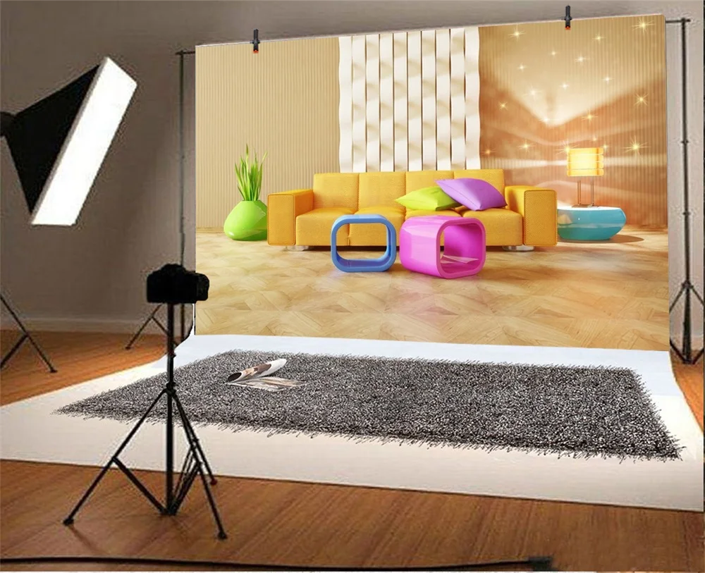 Laeacco Unique Living Room Sofa Home Decor Baby Children Interior Photographic Background Photography Backdrop For Photo Studio |