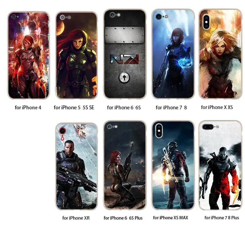 Мягкий чехол из ТПУ для iPhone 12 Mini 11 Pro XS Max XR X 8 7 6 Plus 5S SE S Cover N7 Mass Effect 2020 | Мобильные