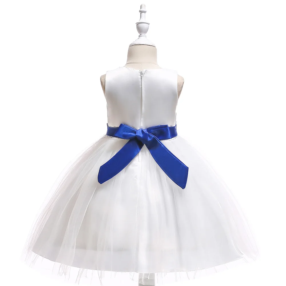 

Lovely Girls Party Banquet Flower Girl Dresses Summer Knee-length Appliques Tulle Short Pageant Wedding Prom Gown With Belt