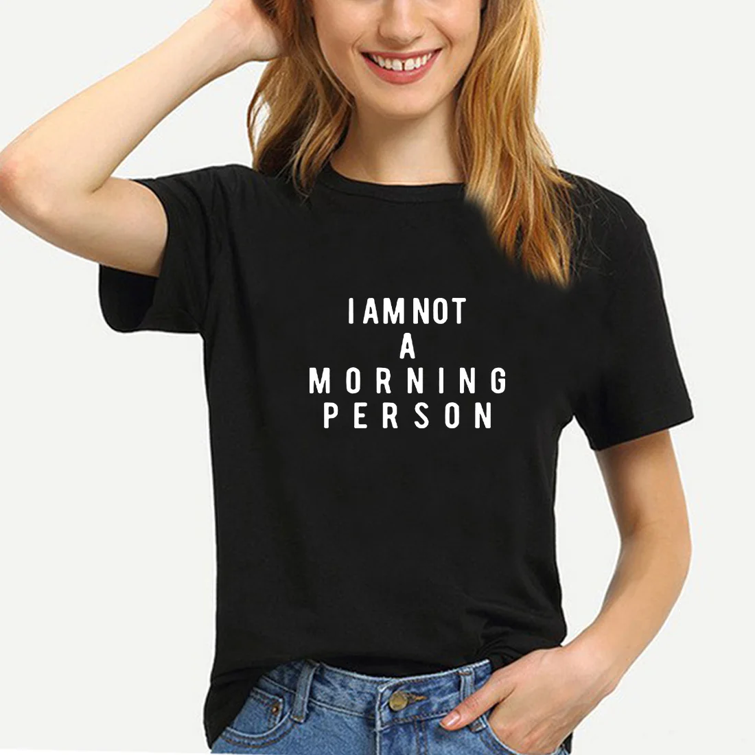 Женская футболка с коротким рукавом I Am Not A Morning Person повседневная хлопковая