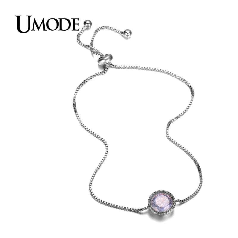 Umode редкий 7 мм лаванда мороженое CZ алмазов из белого золота позолоченные пасьянс