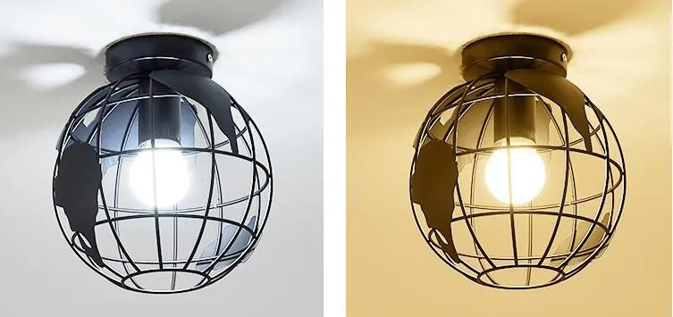 Vintage Industrial Round earth luster Ceiling Lamp Edison Light E27 Holder Iron Restaurant Bar Attic Lights | Лампы и освещение