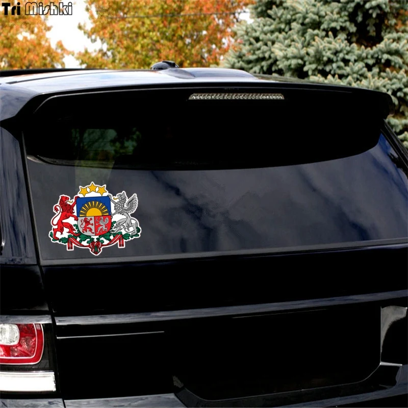 Tri Mishki WCS235 #17 5x14 см герб Латвия забавная наклейка для автомобилей красочные