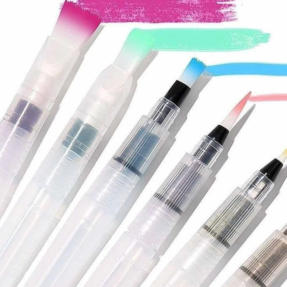 6Pcs/Set Hook Line Pen Water Soluble Color Lead Solid Paint Brush Fountain Refillable Soft Head Watercolor | Канцтовары для офиса