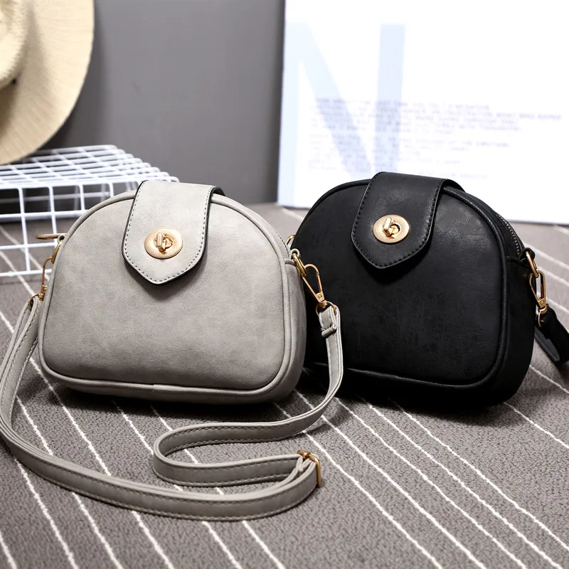 package the new spring 2019 vintage frosted small shoulder bag but round lady inclined |