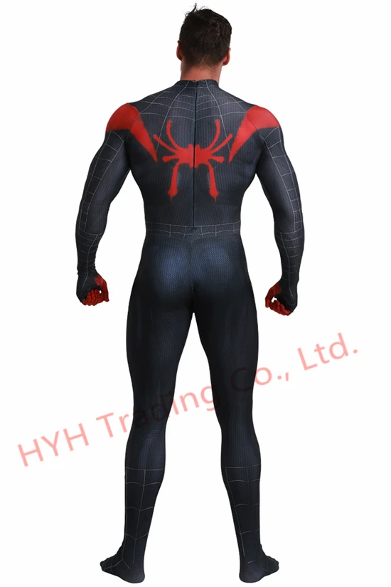 В году, костюм Человека-паука для взрослого с 3D принтом "Black Miles Morales" маскарадный костюм супергероя "Zentai" "Человек-паук"