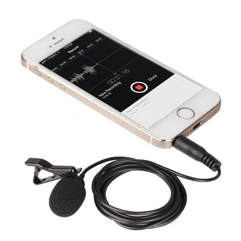 3.5mm Jack Mini Collar Clip type microphones 1.5m Cable Conference Speaking Record Microfono Mic for IOS android Phones | Электроника